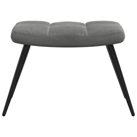 Chaise de relaxation avec tabouret Gris foncé Velours