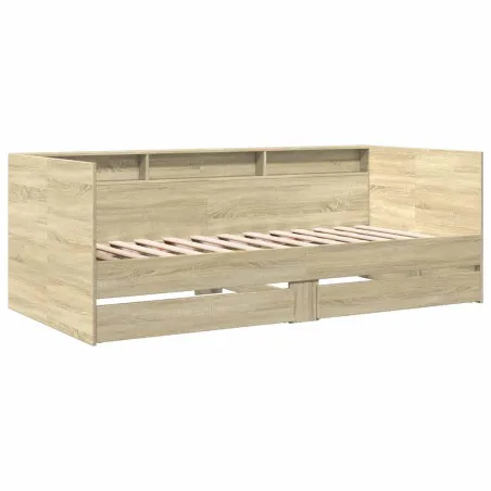 Lit de jour avec tiroirs sans matelas chêne sonoma 90x190 cm