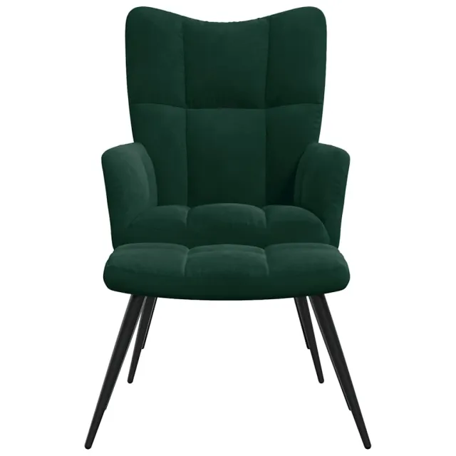 Chaise de relaxation avec tabouret Vert foncé Velours