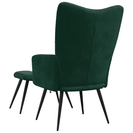 Chaise de relaxation avec tabouret Vert foncé Velours