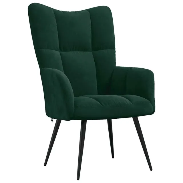 Chaise de relaxation avec tabouret Vert foncé Velours