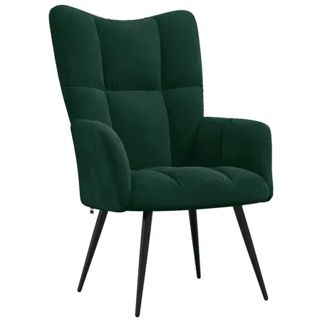 Chaise de relaxation avec tabouret Vert foncé Velours