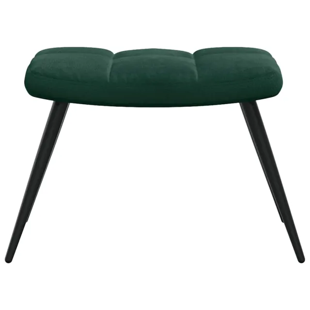 Chaise de relaxation avec tabouret Vert foncé Velours
