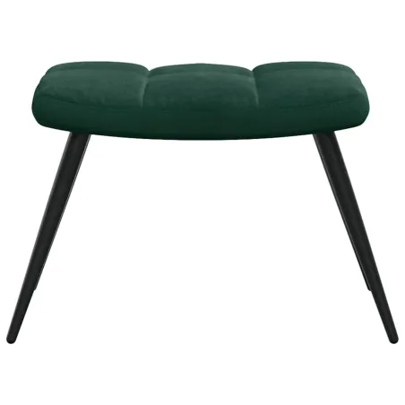 Chaise de relaxation avec tabouret Vert foncé Velours