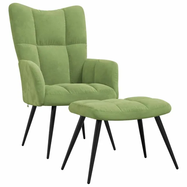 Chaise de relaxation avec tabouret Vert clair Velours