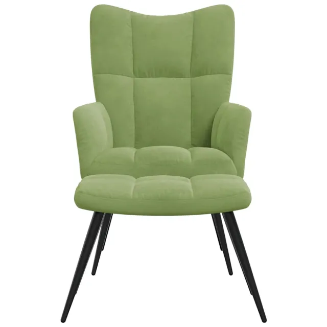 Chaise de relaxation avec tabouret Vert clair Velours