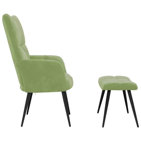 Chaise de relaxation avec tabouret Vert clair Velours