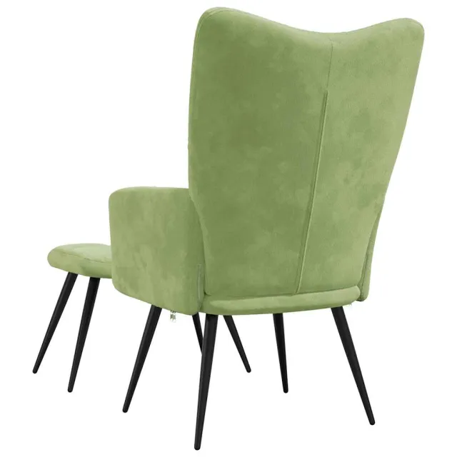 Chaise de relaxation avec tabouret Vert clair Velours