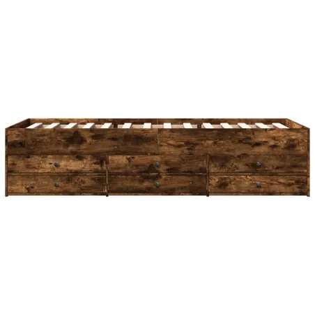 Lit de jour avec tiroirs sans matelas chêne fumé 100x200 cm