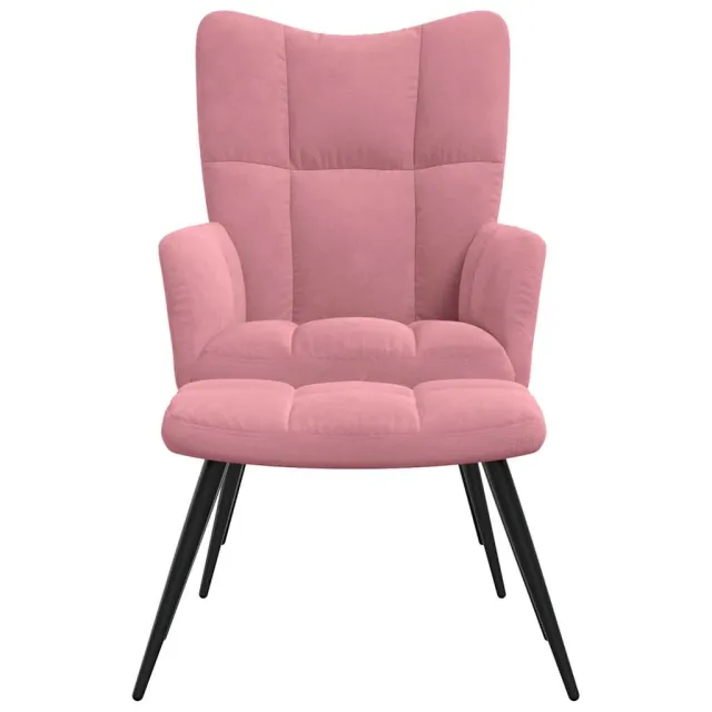 Chaise de relaxation avec tabouret Rose Velours