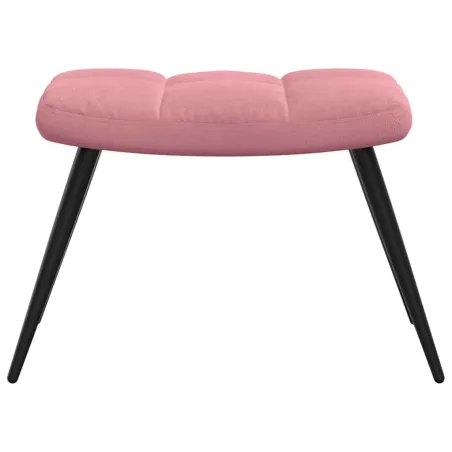 Chaise de relaxation avec tabouret Rose Velours