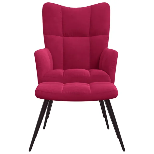 Chaise de relaxation avec tabouret Rouge bordeaux Velours