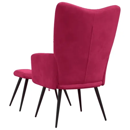 Chaise de relaxation avec tabouret Rouge bordeaux Velours