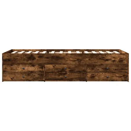 Lit de jour avec tiroirs sans matelas chêne fumé 75x190 cm