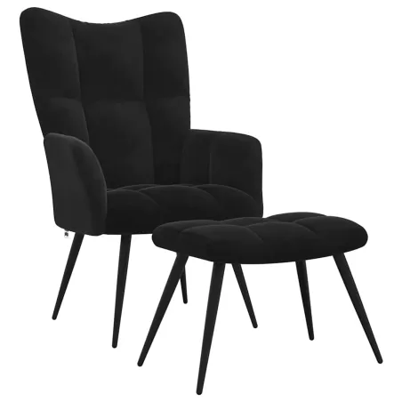 Fauteuil relax avec tabouret en velours noir