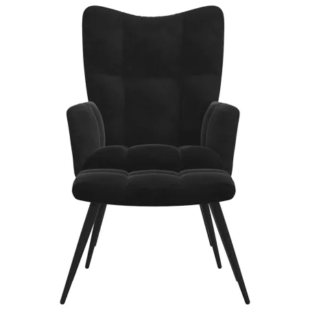 Fauteuil relax avec tabouret en velours noir