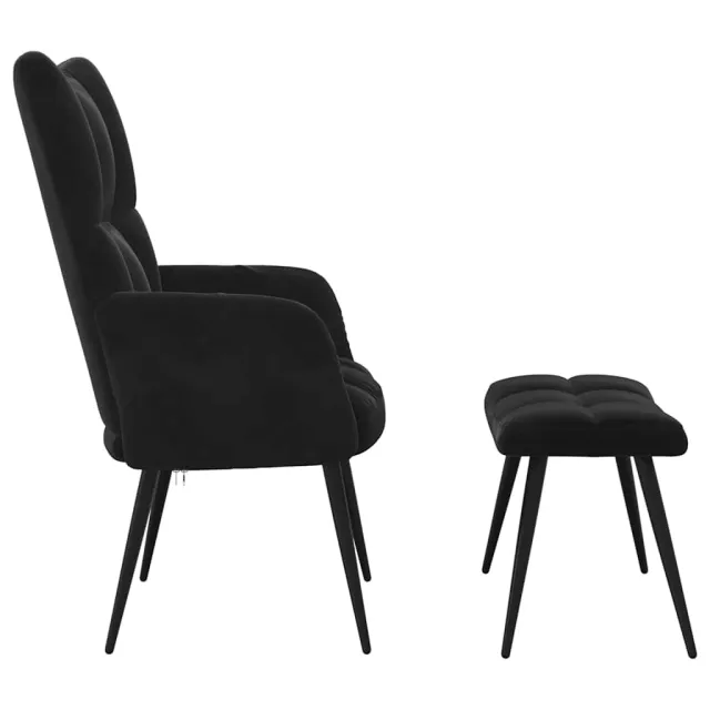 Fauteuil relax avec tabouret en velours noir