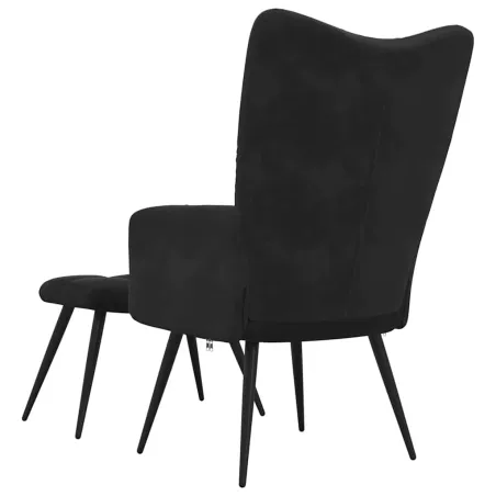 Fauteuil relax avec tabouret en velours noir