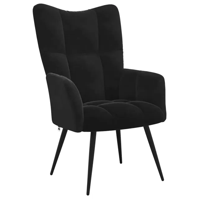 Fauteuil relax avec tabouret en velours noir
