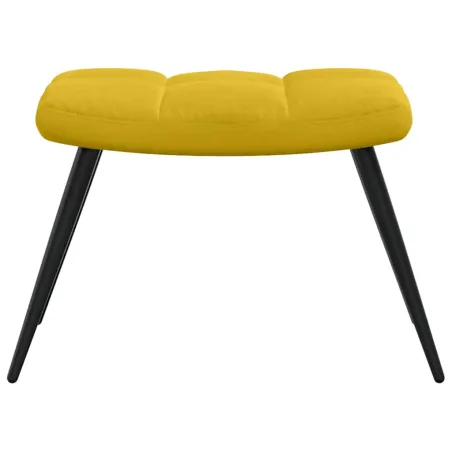 Fauteuil relax avec tabouret en velours jaune moutarde