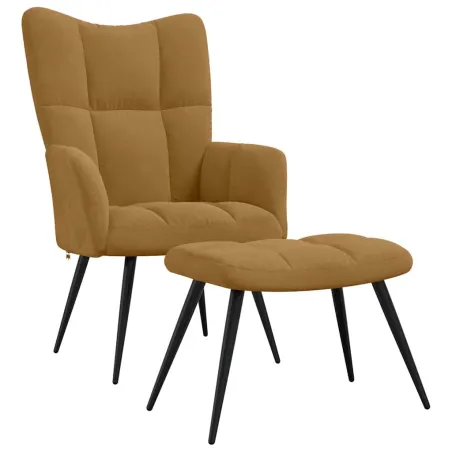 Chaise de relaxation avec tabouret Marron Velours