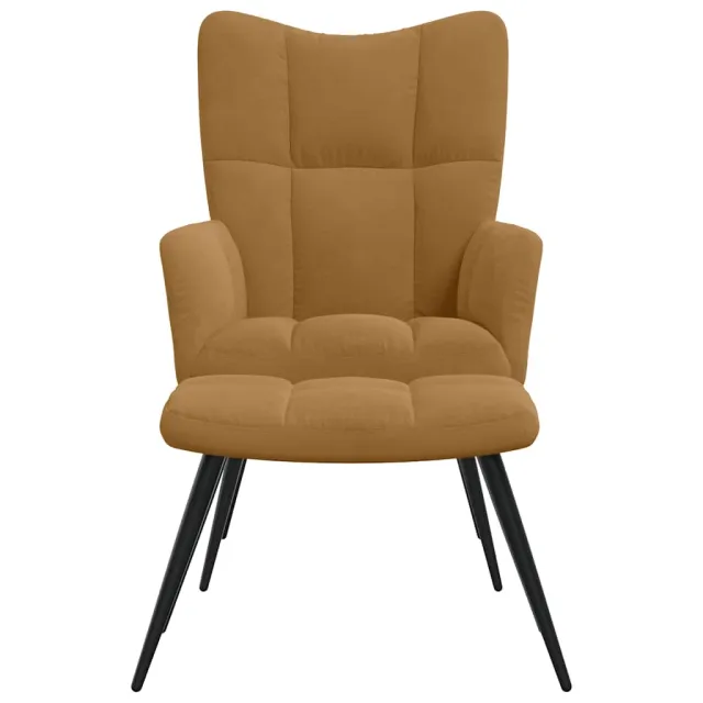 Chaise de relaxation avec tabouret Marron Velours