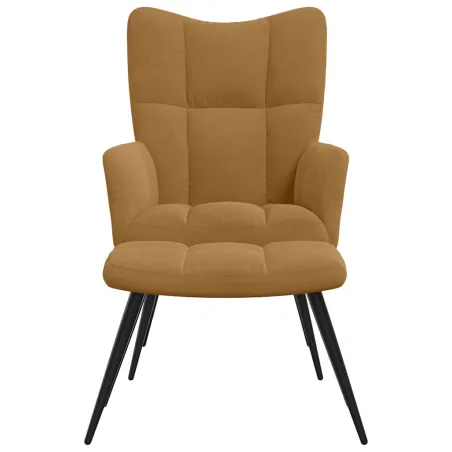 Chaise de relaxation avec tabouret Marron Velours