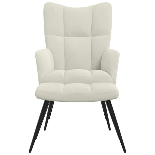 Chaise de relaxation avec tabouret Blanc crème Velours