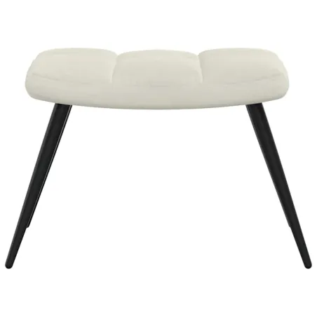 Chaise de relaxation avec tabouret Blanc crème Velours