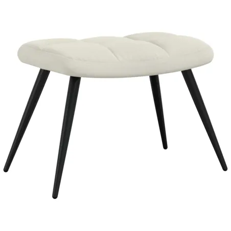 Chaise de relaxation avec tabouret Blanc crème Velours