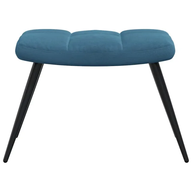 Chaise de relaxation avec tabouret Bleu Velours