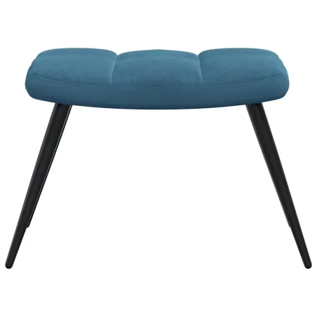 Chaise de relaxation avec tabouret Bleu Velours