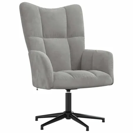 Chaise de relaxation avec tabouret Gris clair Velours