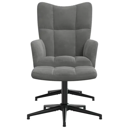 Chaise de relaxation avec tabouret Gris foncé Velours