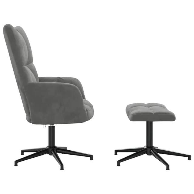 Chaise de relaxation avec tabouret Gris foncé Velours