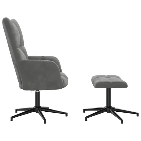 Chaise de relaxation avec tabouret Gris foncé Velours