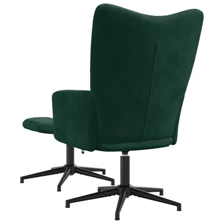 Chaise de relaxation avec tabouret Vert foncé Velours