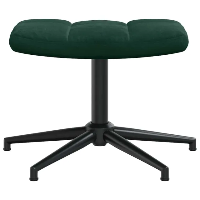 Chaise de relaxation avec tabouret Vert foncé Velours