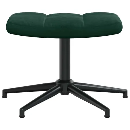 Chaise de relaxation avec tabouret Vert foncé Velours
