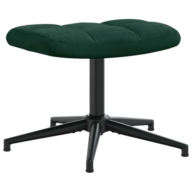 Chaise de relaxation avec tabouret Vert foncé Velours