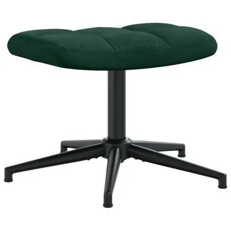 Chaise de relaxation avec tabouret Vert foncé Velours