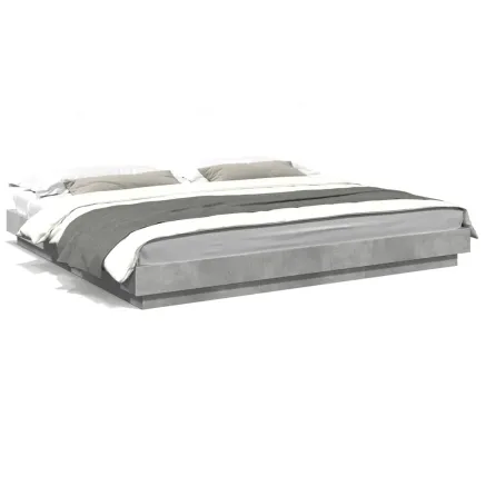 Cadre de lit et lumières LED sans matelas gris béton 180x200 cm 2
