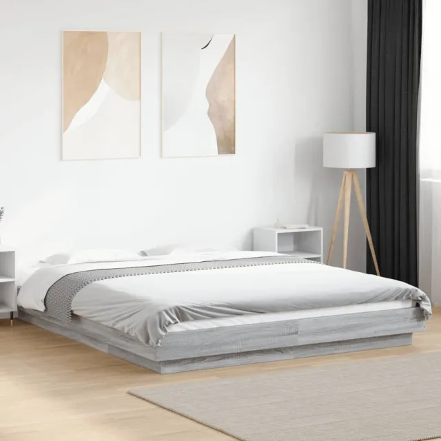Cadre de lit et lumières LED sans matelas sonoma gris 150x200cm