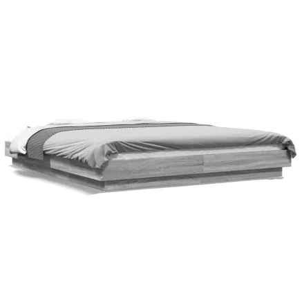 Cadre de lit et lumières LED sans matelas sonoma gris 150x200cm 2