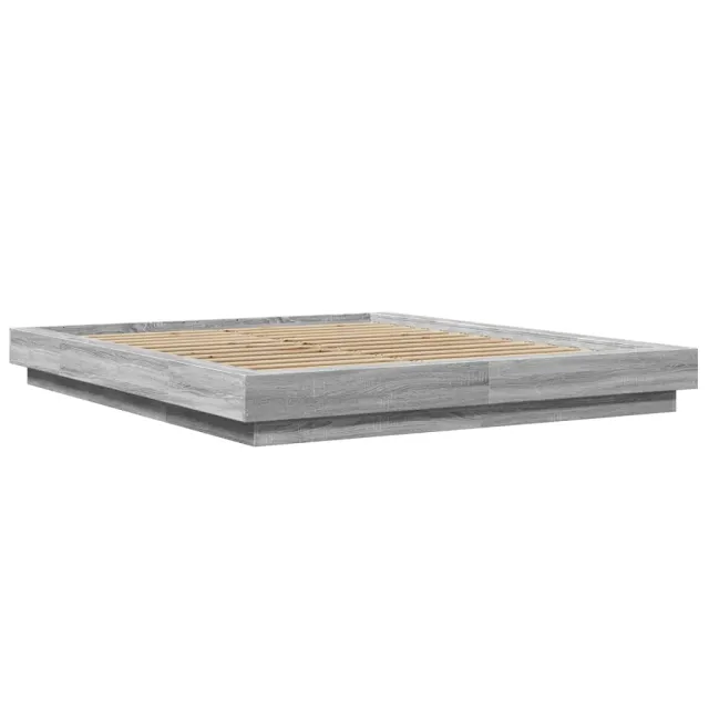 Cadre de lit et lumières LED sans matelas sonoma gris 150x200cm
