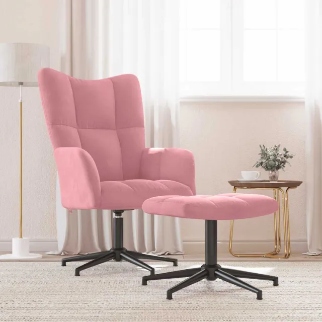 Chaise de relaxation avec tabouret Rose Velours