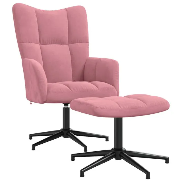 Chaise de relaxation avec tabouret Rose Velours