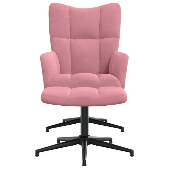 Chaise de relaxation avec tabouret Rose Velours