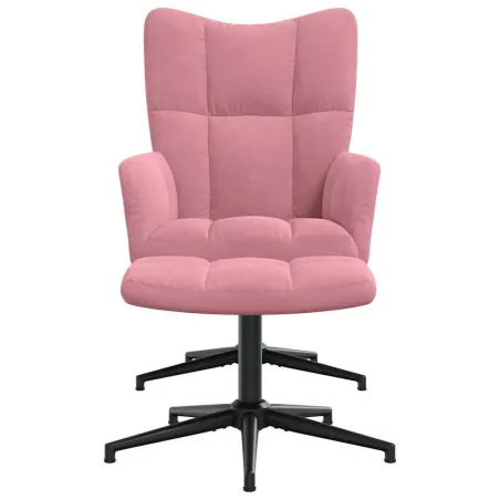 Chaise de relaxation avec tabouret Rose Velours