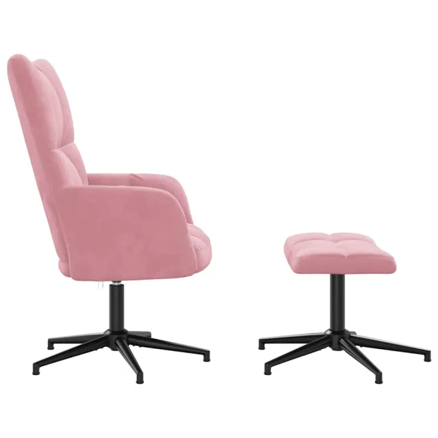 Chaise de relaxation avec tabouret Rose Velours